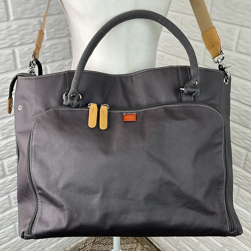 PACAPOD MIRANO DIAPER BAG LARGE GRAY COATED CANVAS CROSSBODY - Picture 5 of 17